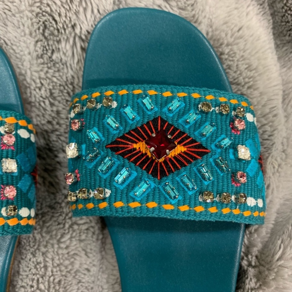 Prada jeweled slides blue EU40 or brown EU39